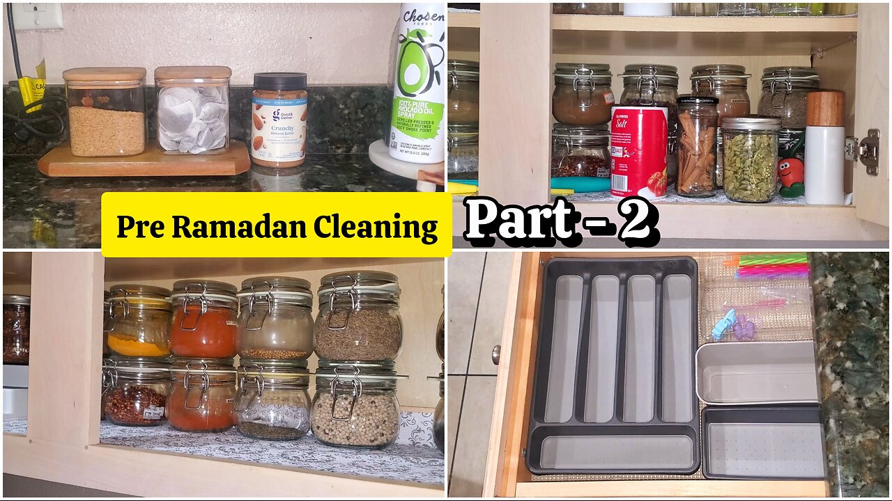 Ramadan Prep 2025🌙 Cleaning kitchen drawers, spice cabinets and spices jars | Ramadan ki tyari
