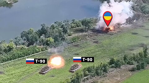 Two Russian T-90 Tanks Take On Entire Ukrainian Brigade—Head-On Clash Caught on Camera!