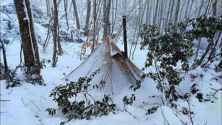 Bushcraft Winter Camping With Dog in Deep Snow | Survival Camp Cooking & ASMR Nature