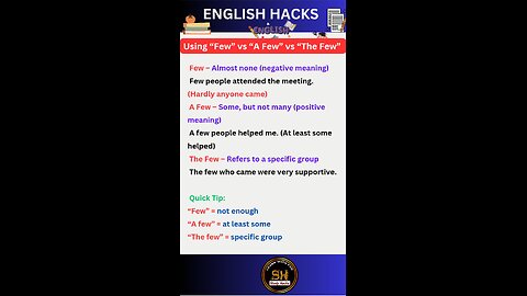 Using Few vs A Few vs The Few you must know #studyhacks123 #english #rule #shorts