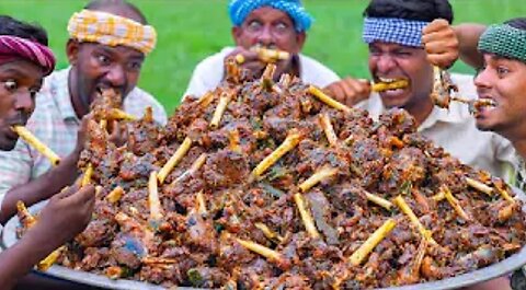 MUTTON NALLI PEPPER FRY | Mutton Bone Marrow Recipe Cooking in Village | Hot Spicy Mutton Recipe