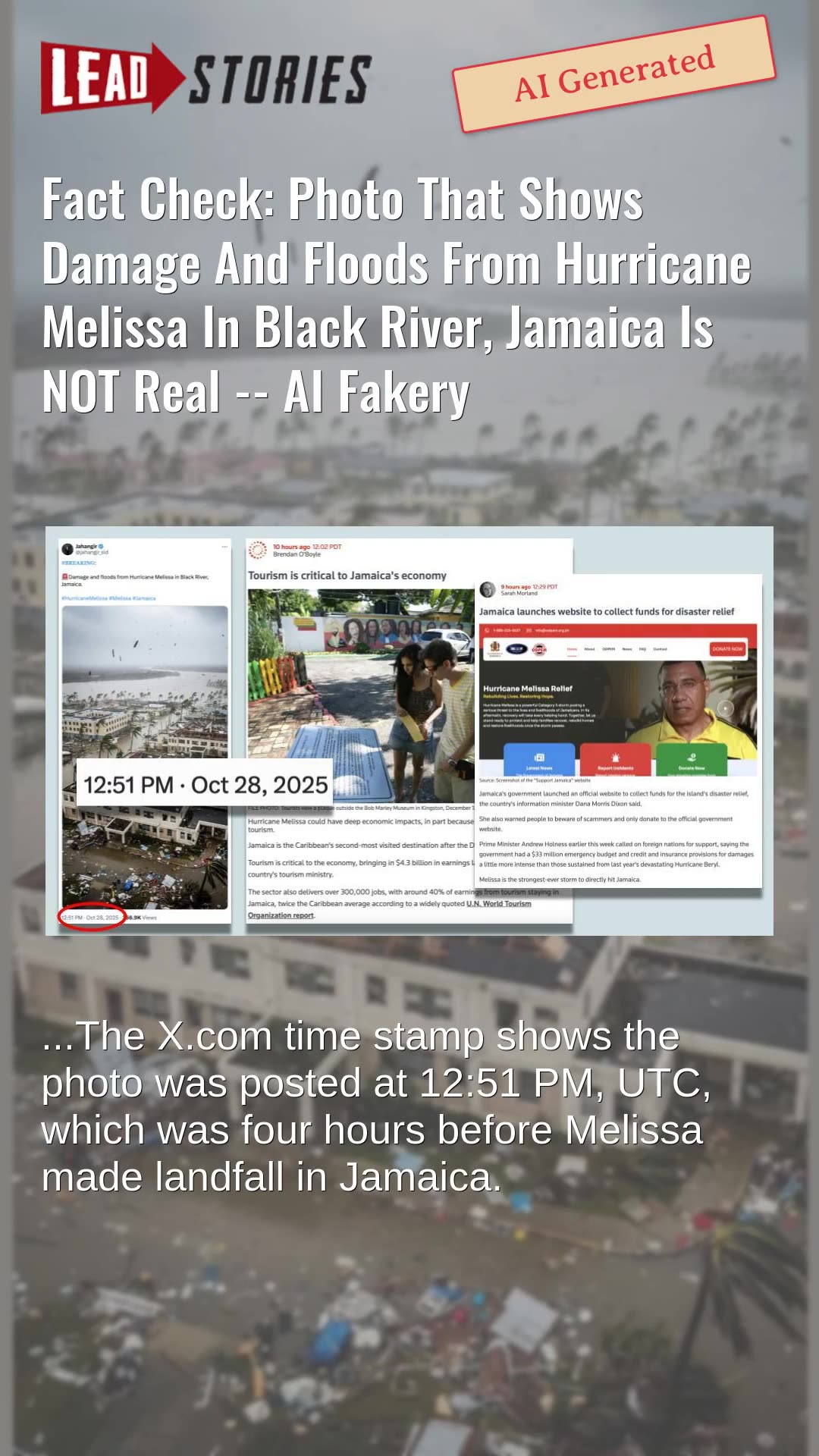 Fact Check: Photo Of Damage And Floods From Hurricane Melissa In Black River, Jamaica NOT Real -- AI