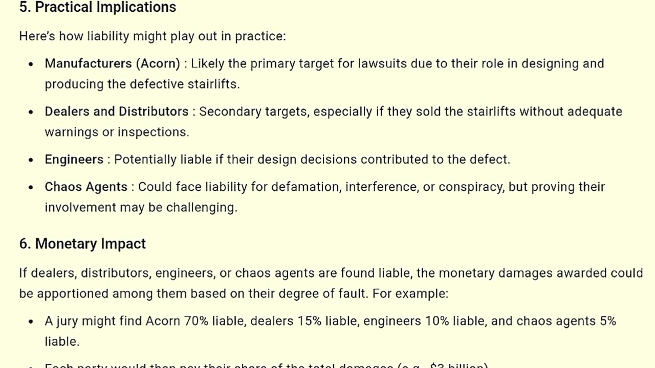Acorn stairlifts' distributors, engineers, and chaos agents could all face liability