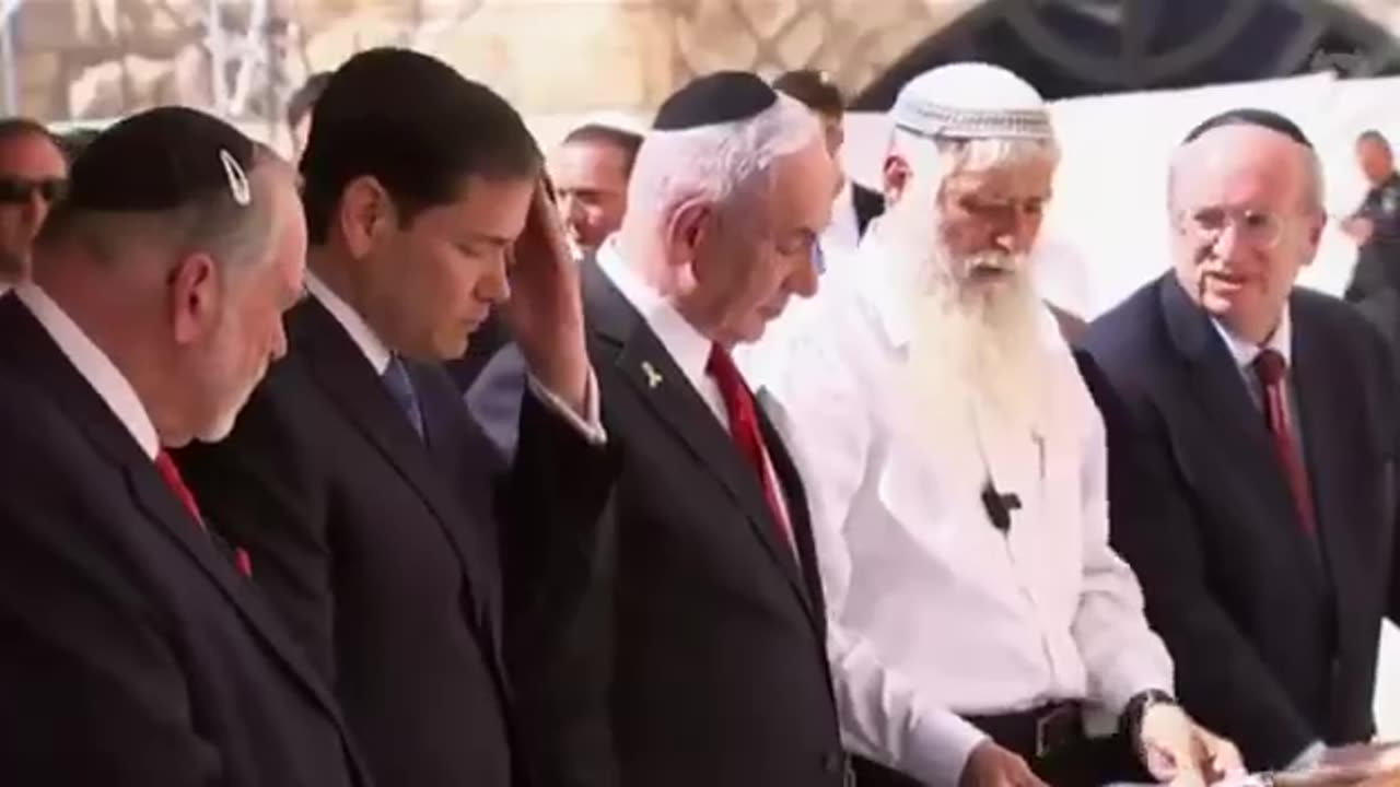 Marco Rubio, Ambasciatore Usa Mike Huckabee Benjamin Netanyahu al muro del pianto