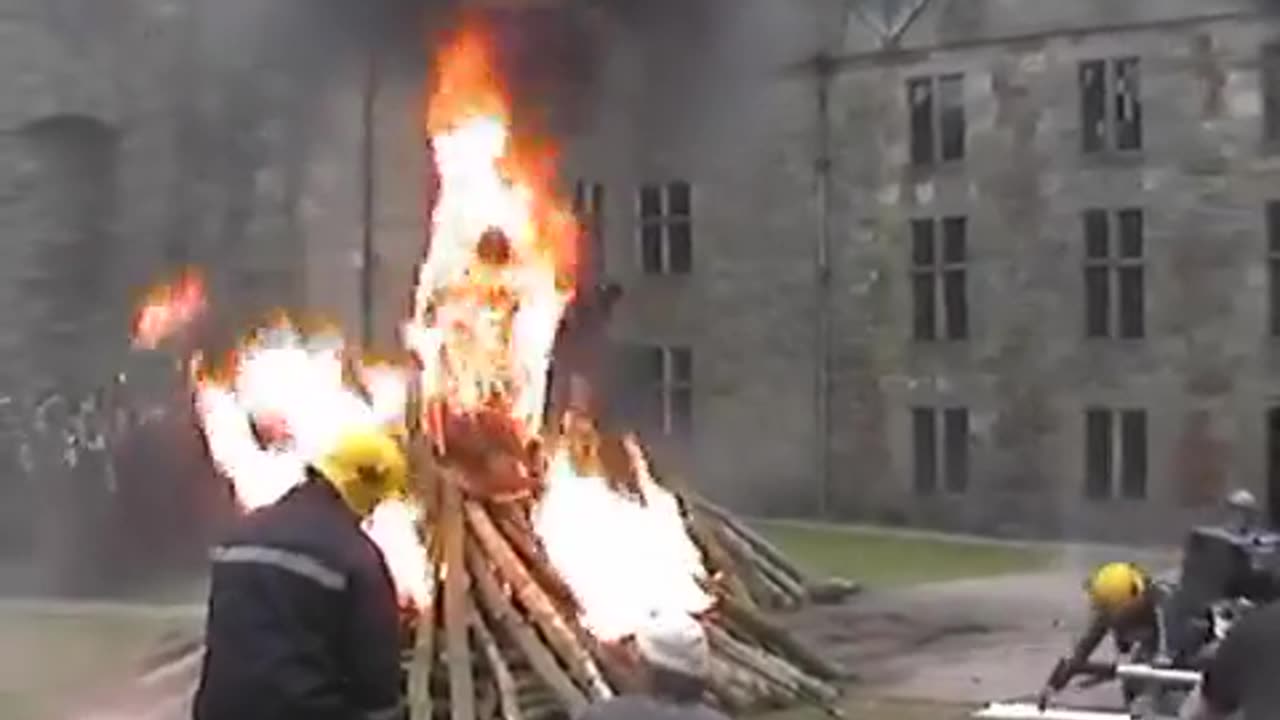 Stuntman performs stunning fire scene...