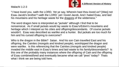 Bible verses from Malachi & Matthew connecting Edom, Cain & Mongols