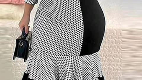 Women's Patchwork Polka Dot Mermaid Dress—Ruffle Hem & Chic Comfort for a Stunning Seasonal Look!
