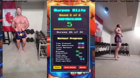 Everyday 450 push ups and 180 Burpees!