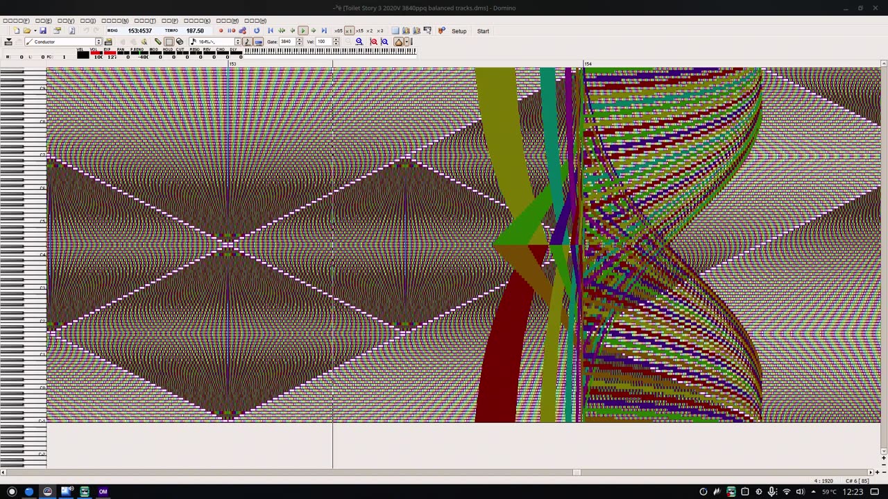 Black MIDI - Toilet Story 3 (reduced tracks) Domino MIDI Editor Run