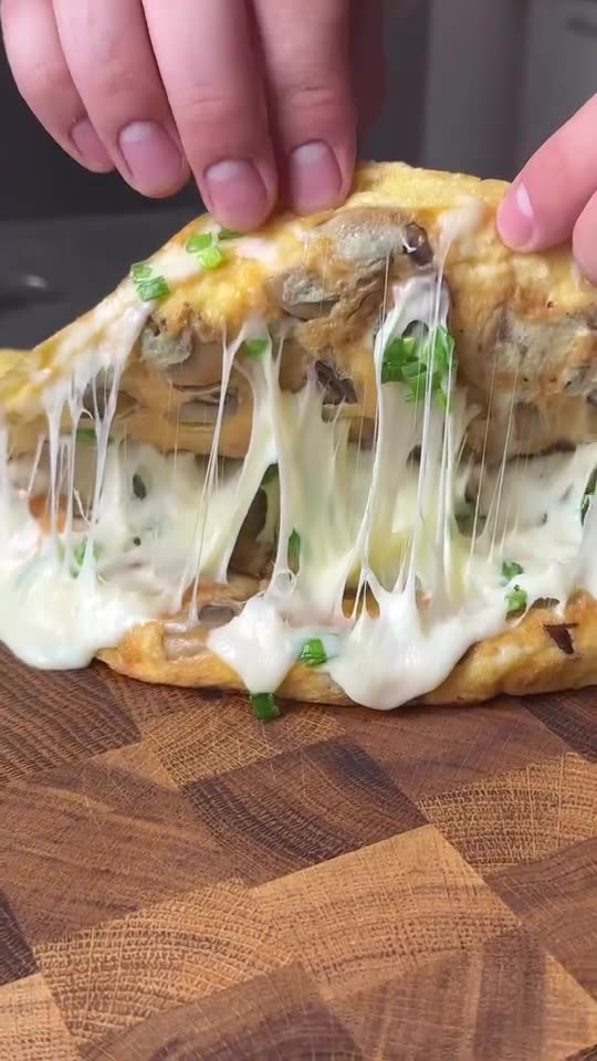 Flatbread with cheese and mushrooms