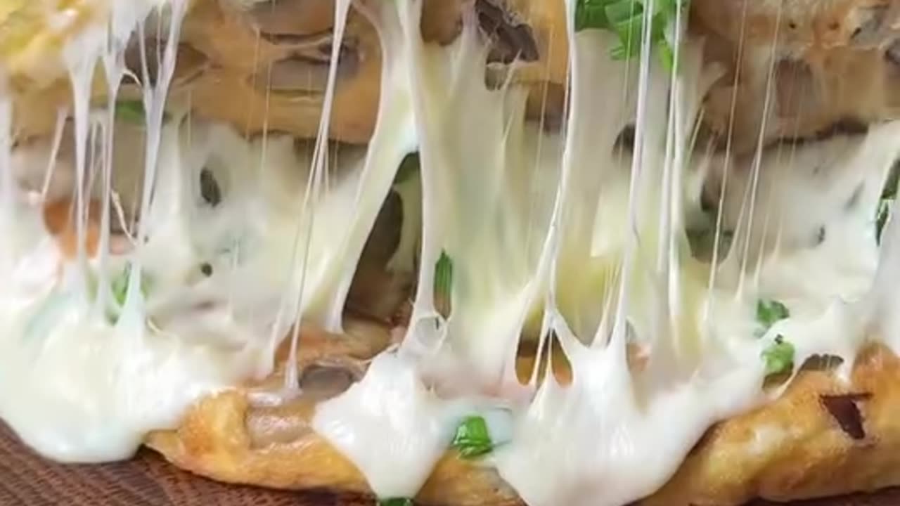 Flatbread with cheese and mushrooms