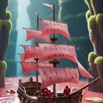 a boat in the water with watermelon floating around it #02 Ai Video Generator @NanoVisionsAI