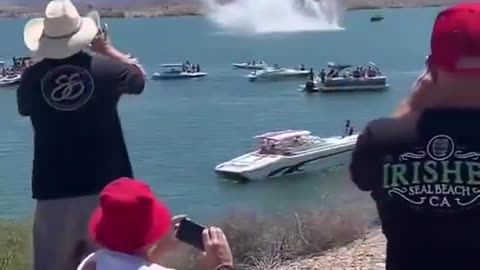Boat goes airborne and crashes into the water
