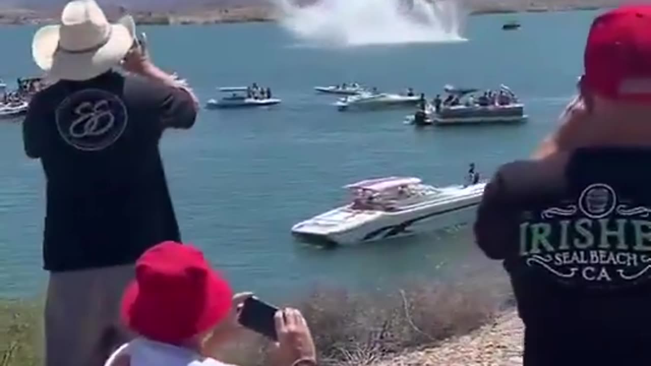 Boat goes airborne and crashes into the water