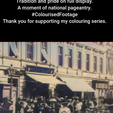 1906 Austria Ceremony Young Girls and Soldiers in Formation #ColourisedHistory-1