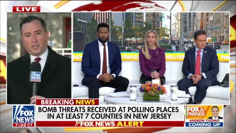 Bomb threats received at polling places at at least 7 counties in New Jersey.