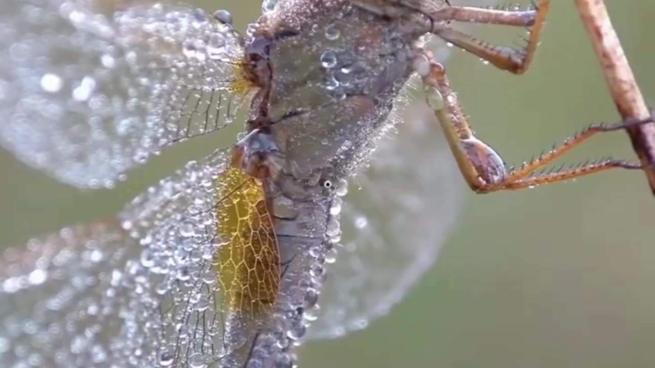 Dew-Kissed Dragonfly ✨🪰 | Nature’s Tiny Masterpiece in Morning Light