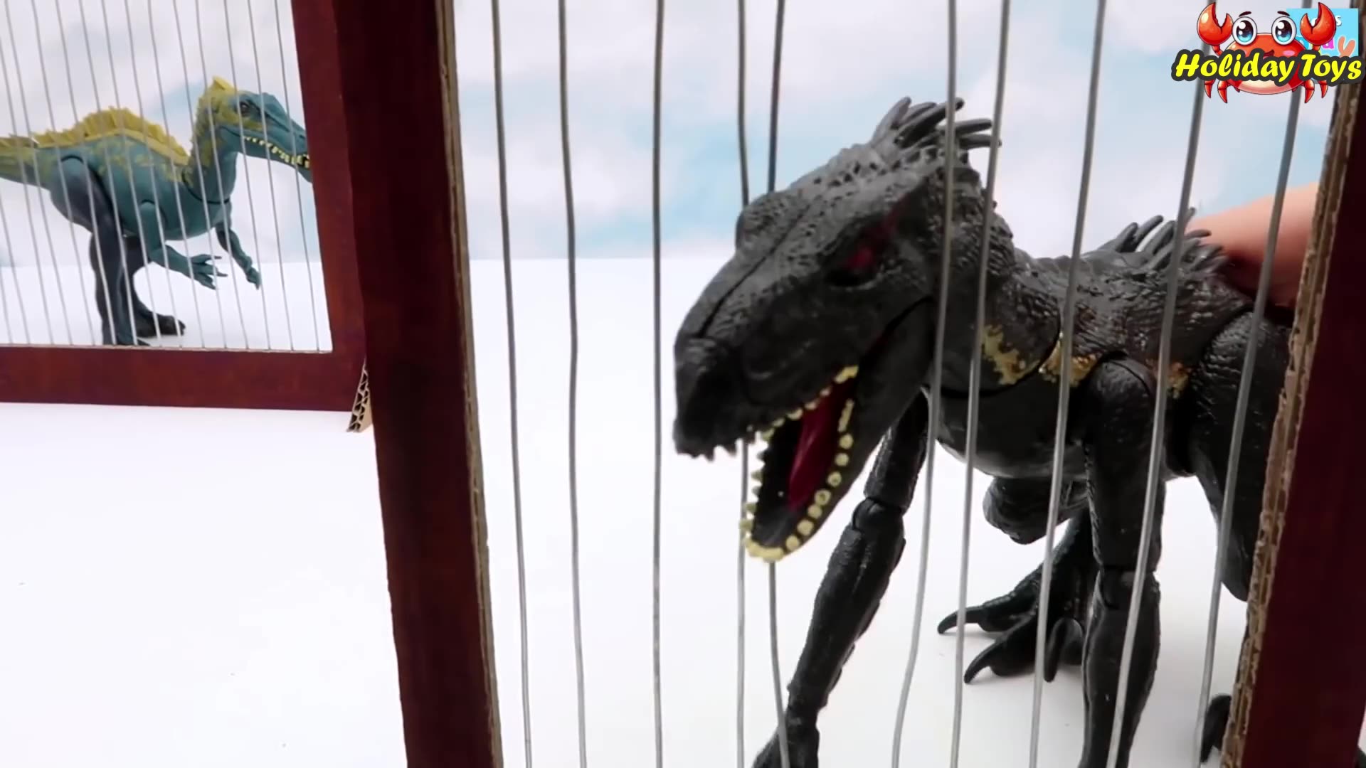 Red Eyed Dino Scares Cows Eating in the Pasture