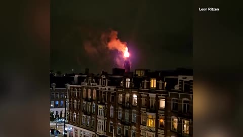 Historic Amsterdam church engulfed in flames over New Year's