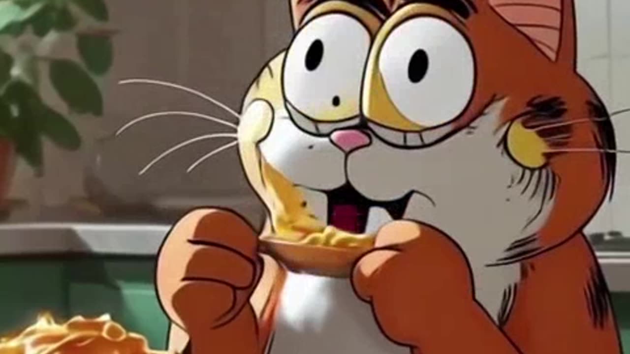 o gato comendo lasanha na cozinha.mp4
