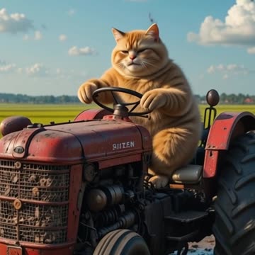 Cat Driving A Tractor In The Field 🚜