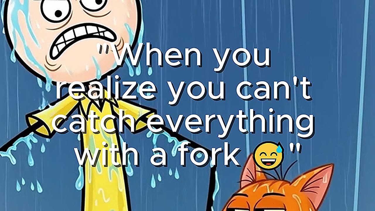 «When you try to catch rain with a fork 😂☔»