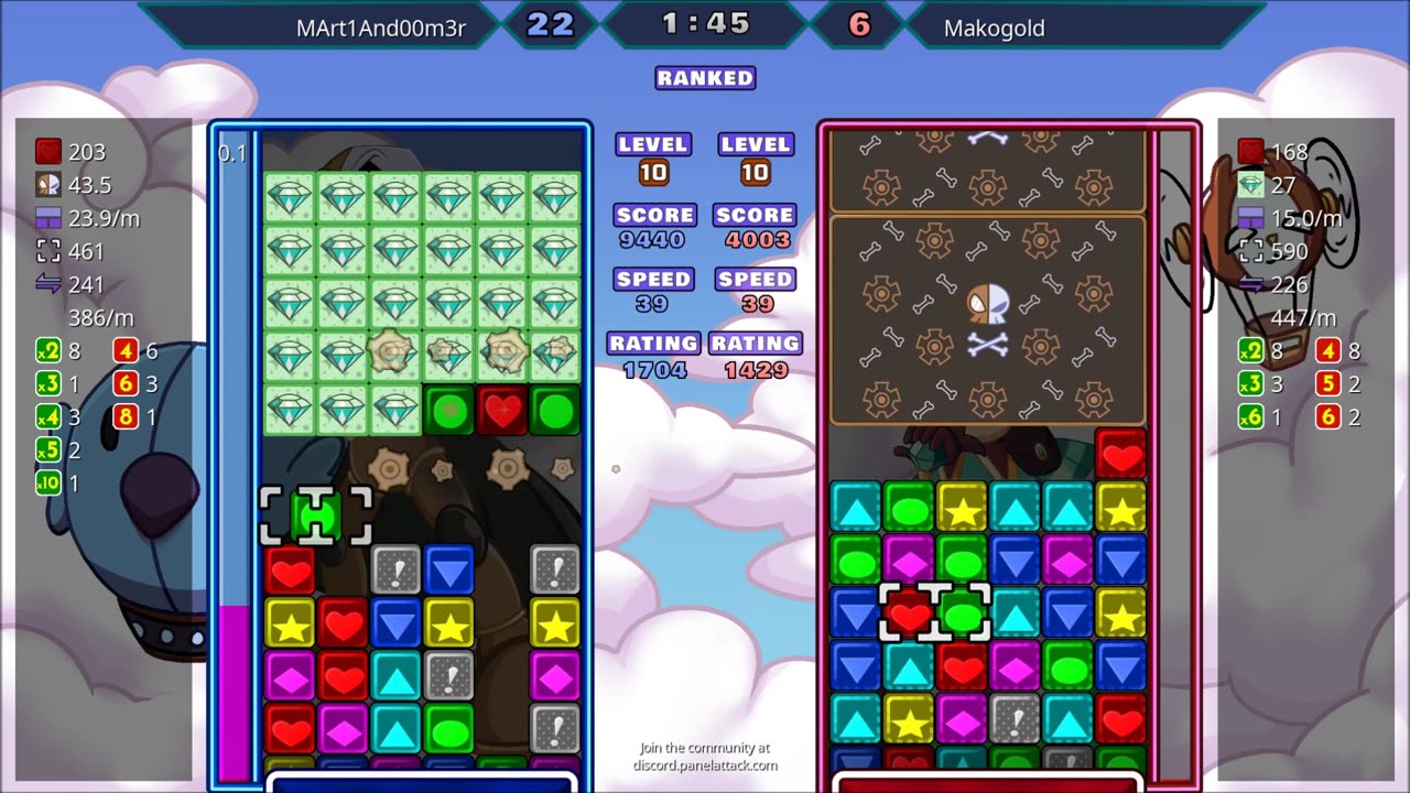 Panel Attack 2-Player (7-20-2025): MArt1And00m3r vs Makogold