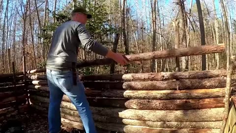 1 Year in Log Cabin Survival Shelter _part6