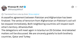 Pakistan, Afghanistan agree to immediate ceasefire in Doha talks