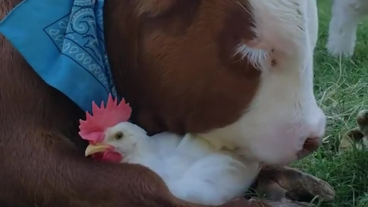❤🐮 This Cow and Chicken Cuddling | FunFM