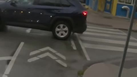 Dashcam Block bike lane cyclist Bloor St W Toronto Canada