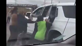 Protestor attempts to hold door shut on ICE SUV, doesn't end well. Instant Karma