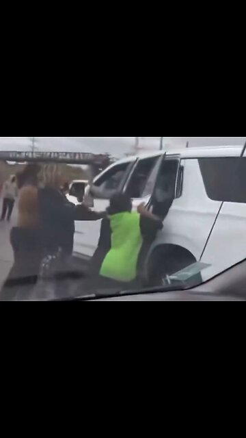 Protestor attempts to hold door shut on ICE SUV, doesn't end well. Instant Karma