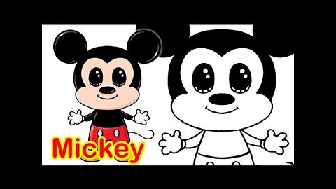 How to Draw Disney Mickey Mouse Cute step by step