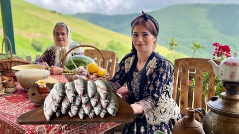 Cooking Fresh Fish & Broad Beans in a Rustic Kitchen | Traditional Village Recipe
