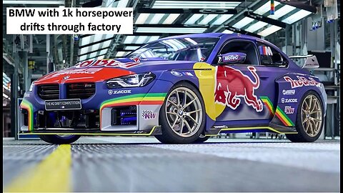 BMW with 1,000HP drifts inside their factory with Red Bull