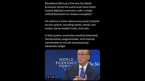 BlackRock Ceo Larry Fink ...davos | must move faster toward digitized currencies