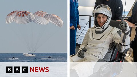 Nasa astronauts return to Earth after nine months in space | BBC News