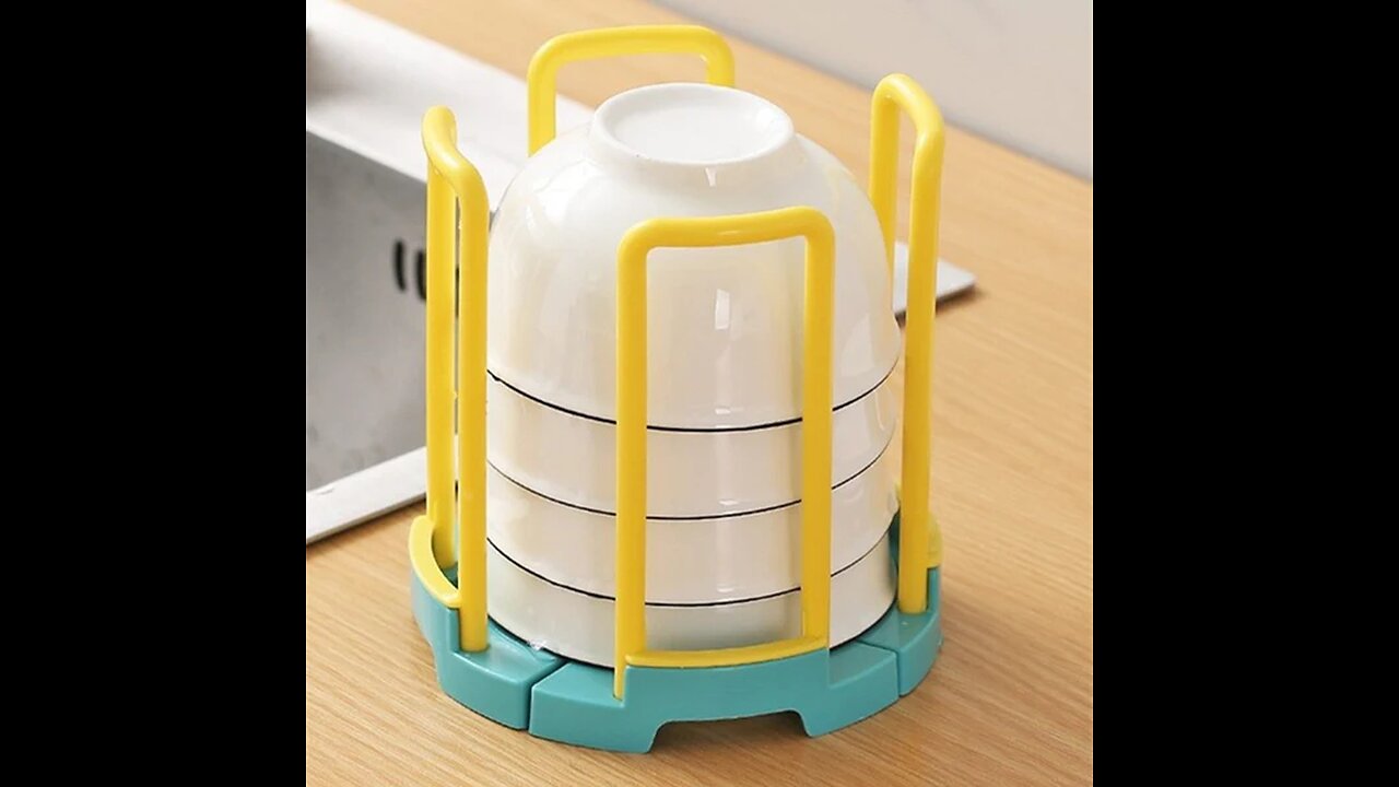 Compact Collapsible Dish Rack, with Adjustable Size, for All Types of Bowls