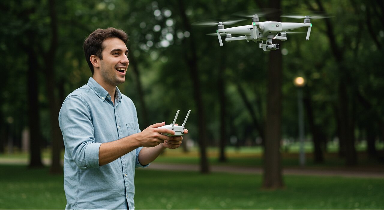 A MAN Flying a Drone