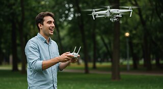 A MAN Flying a Drone