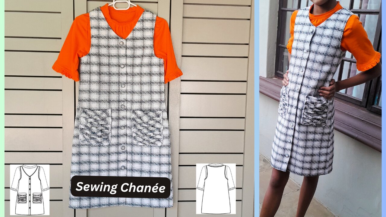 How to Sew a CHANEL inspired Tweed Kids Dress | Chanée Sewing Pattern + Step-by-Step Tutorial #sewing
