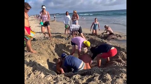 A Day At The Beach Nearly Turns Tragic When A Family Dug A Makeshift Pool In The Sand