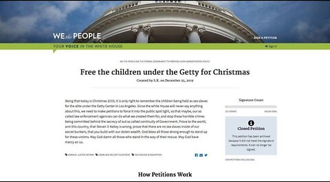 Getty Petitions to Rescue the Child-Sex-Slaves Underneath the Getty Center