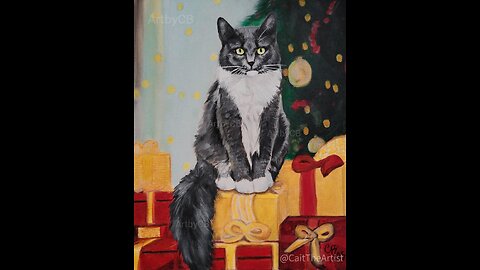 Painting Progression-Christmas Cat