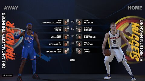 NBA 2k25 Oklahoma City Thunder Franchise Game 1 Thunder Vs Nuggets CPU Vs CPU