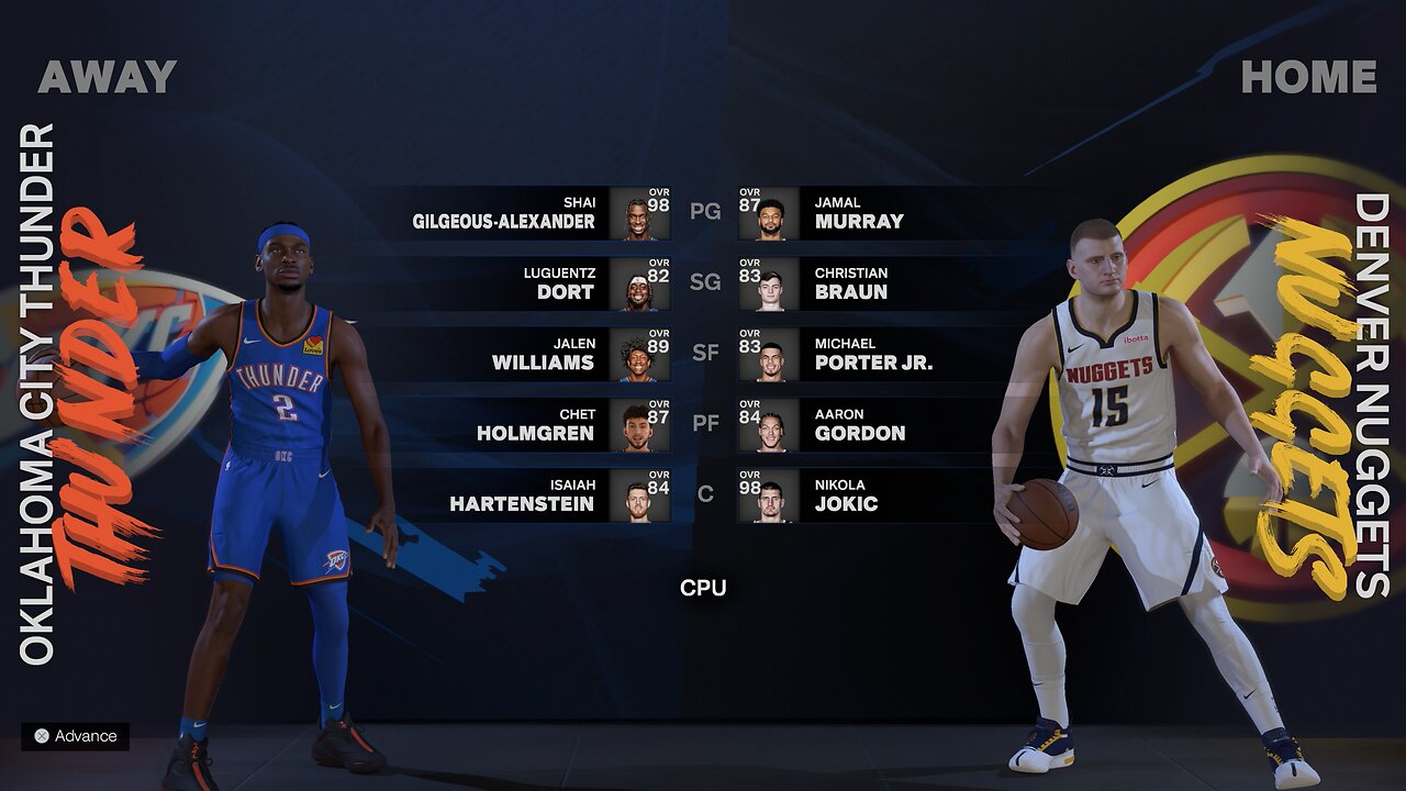 NBA 2k25 Oklahoma City Thunder Franchise Game 1 Thunder Vs Nuggets CPU Vs CPU