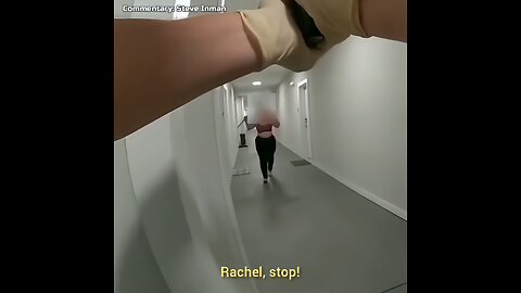 Woman runs towards cops armed with knives