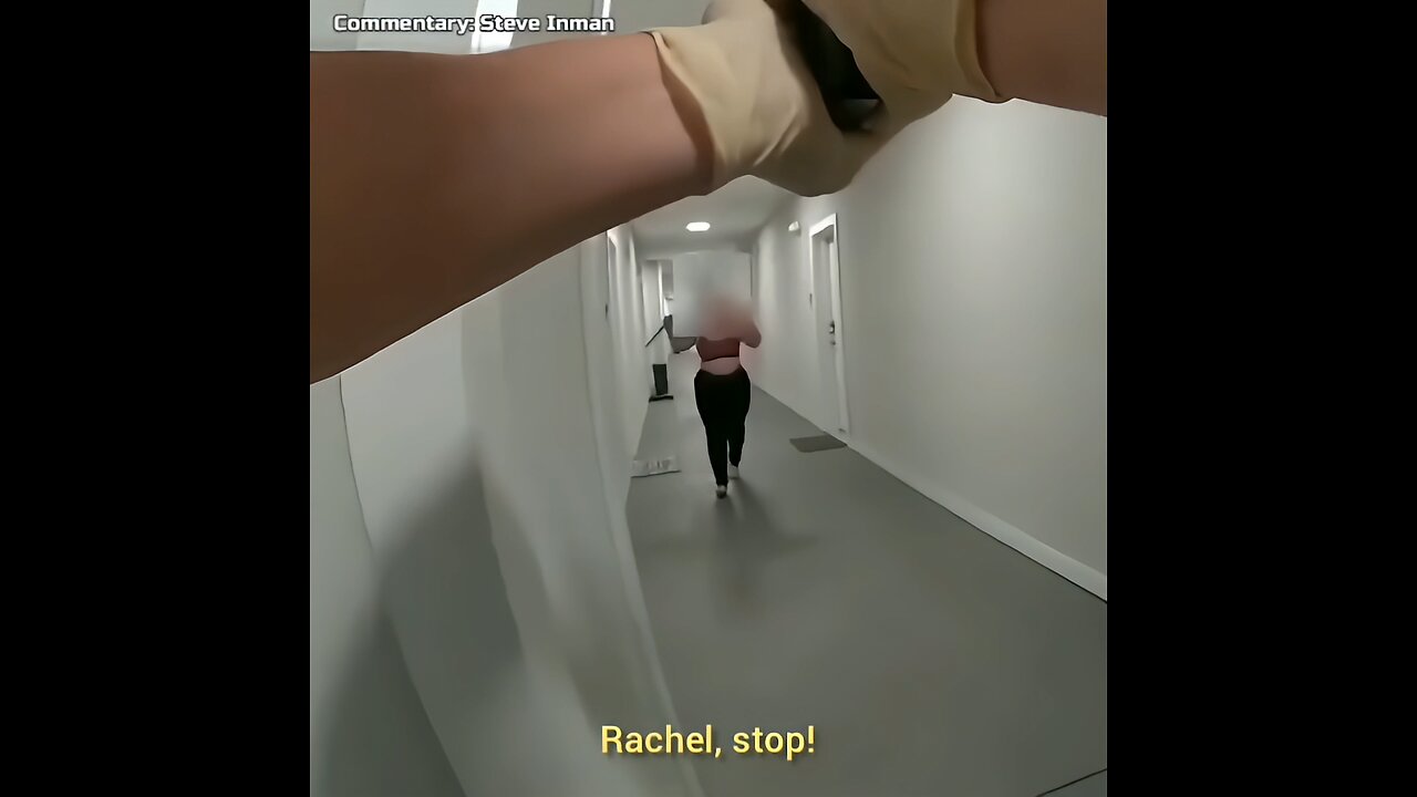 Woman runs towards cops armed with knives