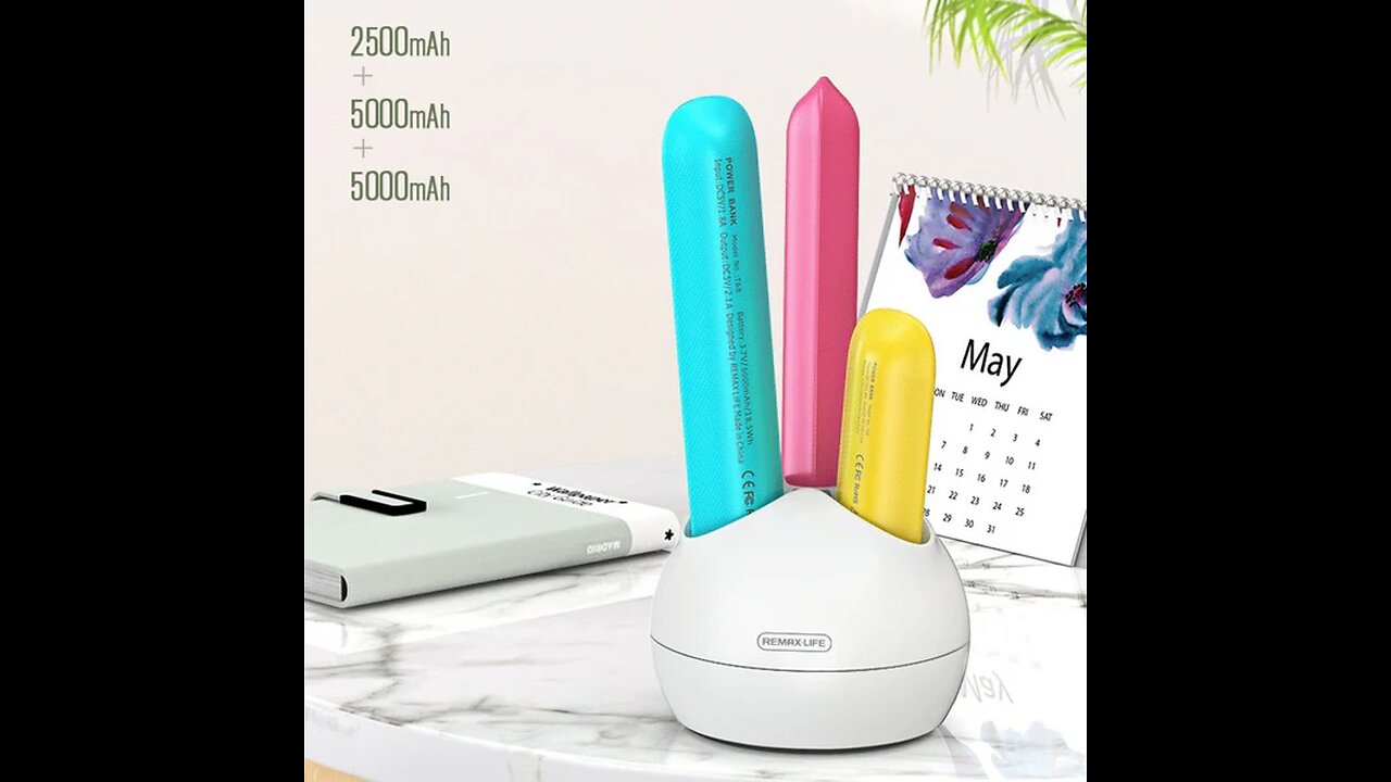 3-Pack Portable Powerbank Set, with 1_ 2500mAh & 2_ 5000mAh, Charging Base, for Family, Friends